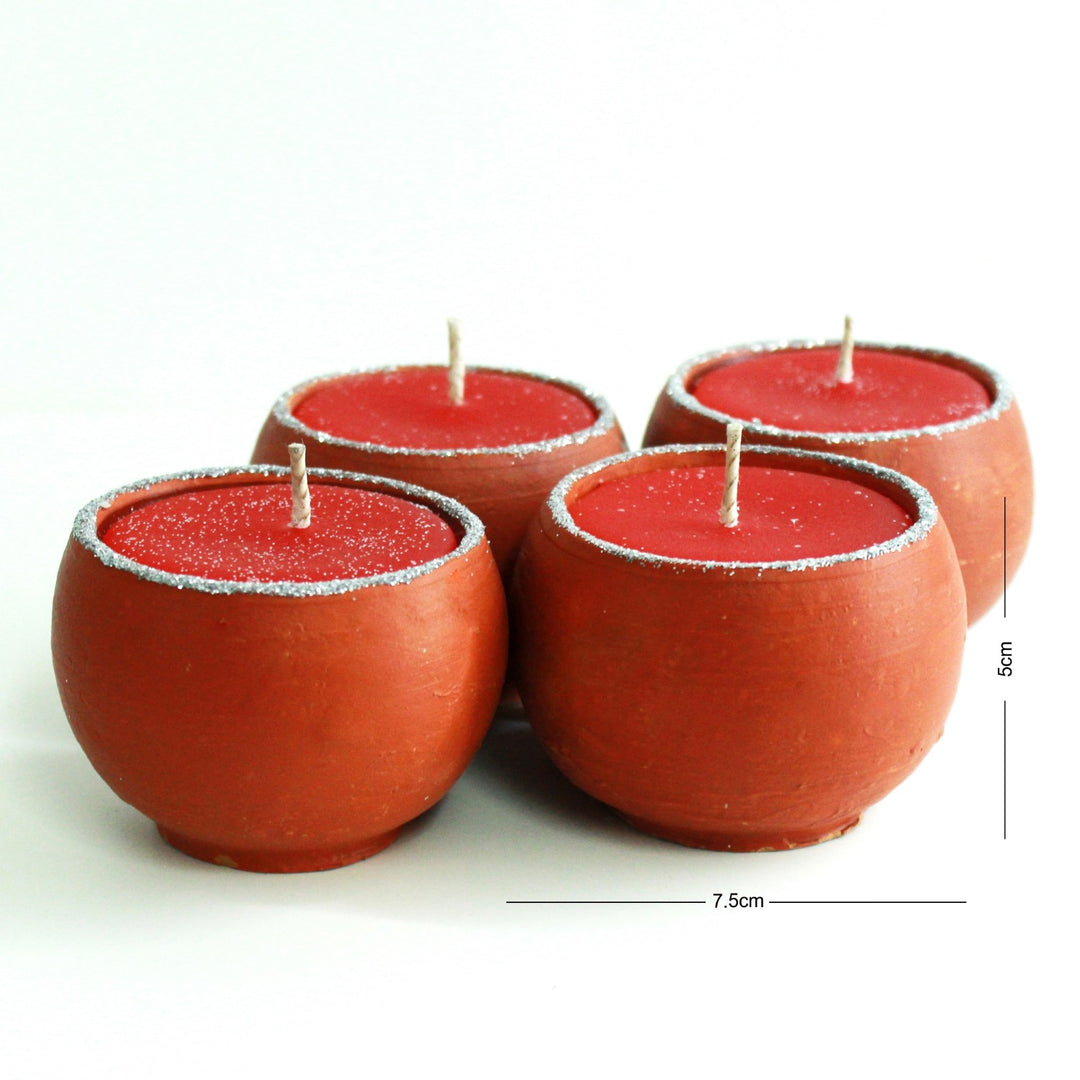 Terracotta Dome Clay Pot Perfumed Candles | Festive | Pack Of 4