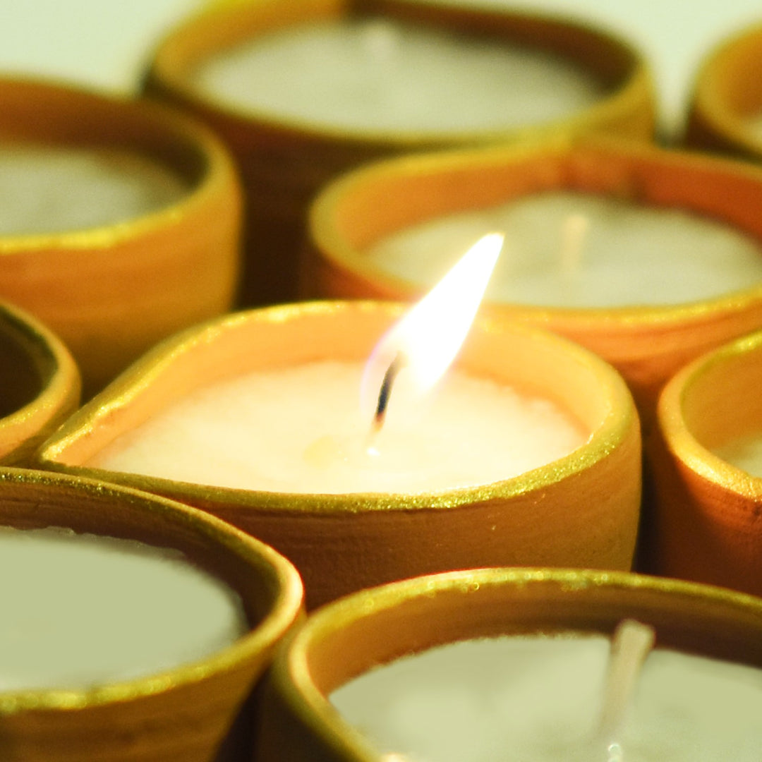 Traditional Diya Terracotta Candles | Clay Craft | Festive Gift Pack Of 12