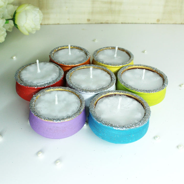 Multi-Colour Handi Shape Perfumed Candles | Festive | Pack Of 12