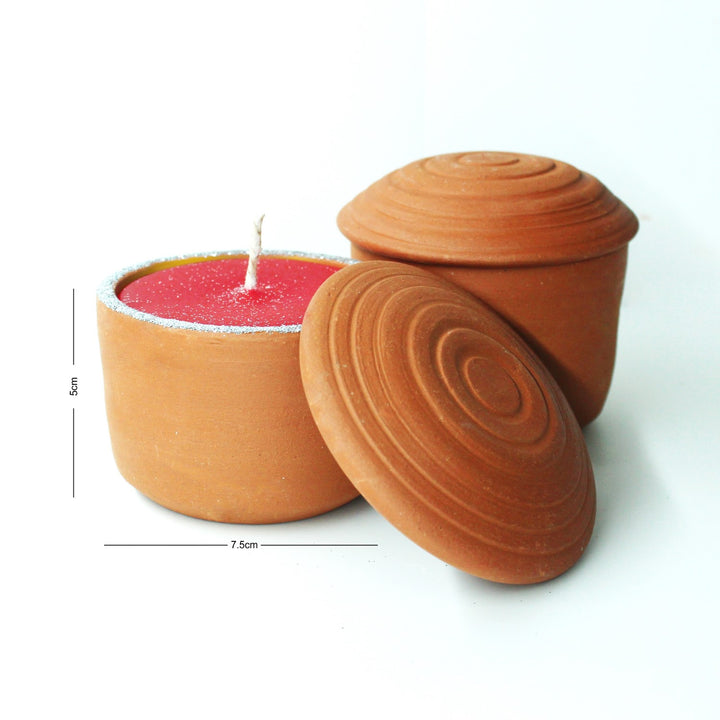 Hut Premium Terracotta Perfumed Candles | Festive | Set Of 2