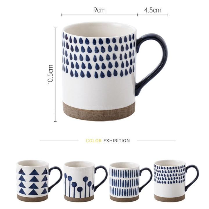 Porcelain Coffee Mugs | Clay Craft | Navy And White | For Modern Home | Set Of 4