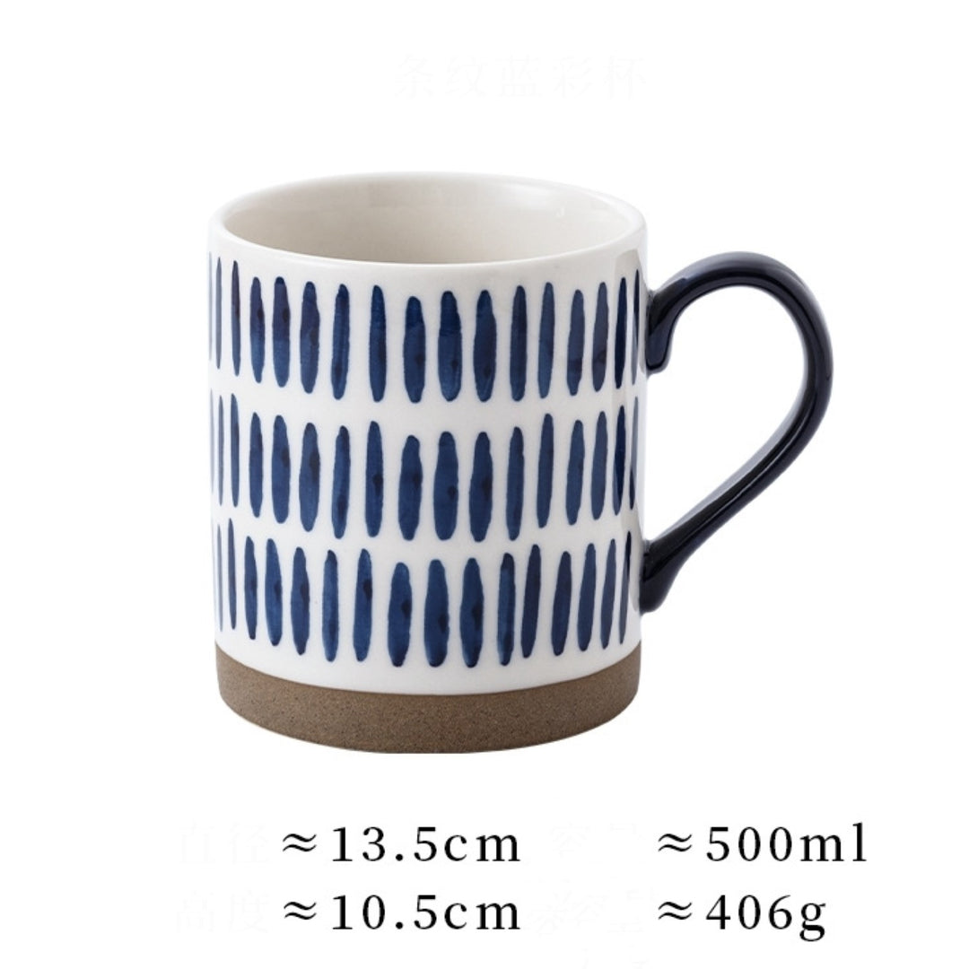 Porcelain Coffee Mugs | Clay Craft | Navy And White | For Modern Home | Set Of 4