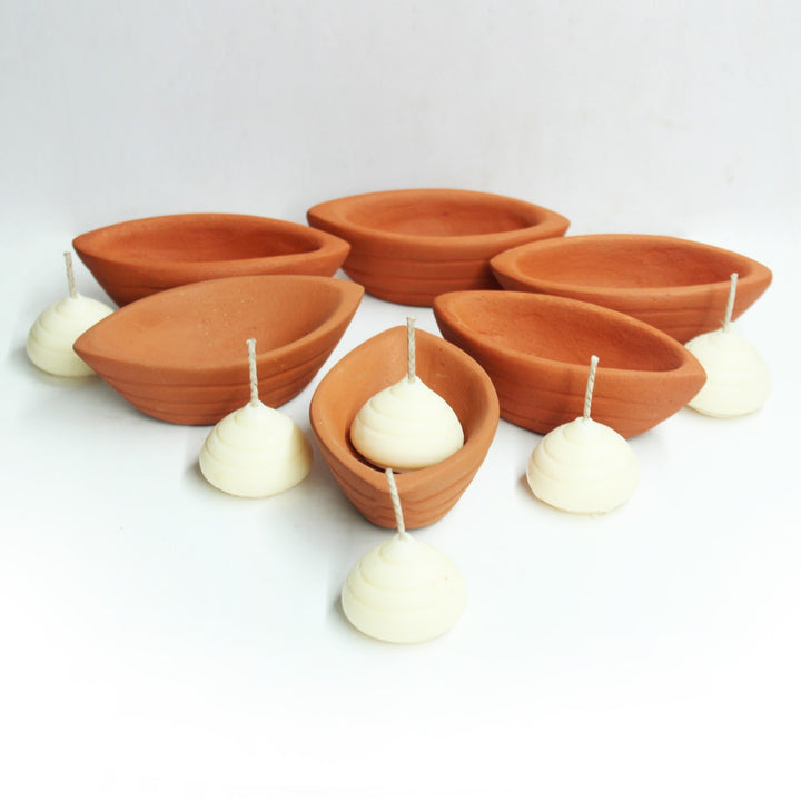 Decorative Boat Tealight Candle Holder | Terracotta | Pack Of 6