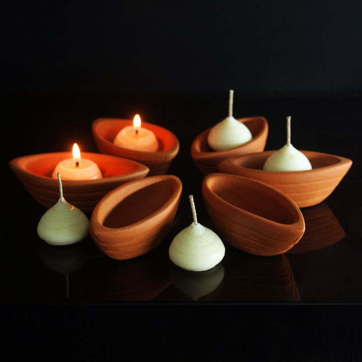 Decorative Boat Tealight Candle Holder | Terracotta | Pack Of 6