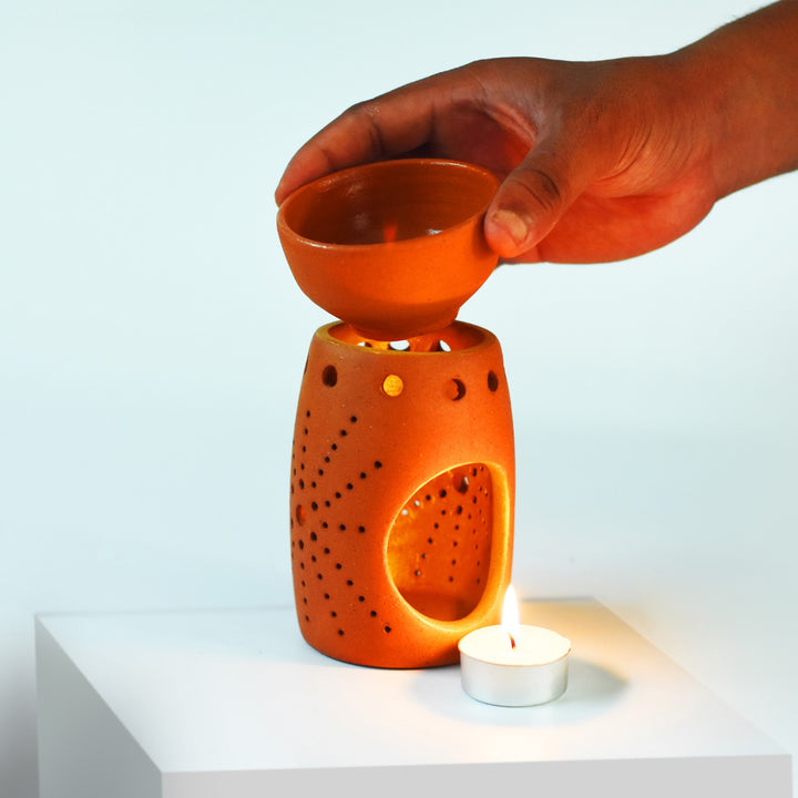 Terracotta Tealight Candle Holder With Aroma Diffuser | Aromatherapy