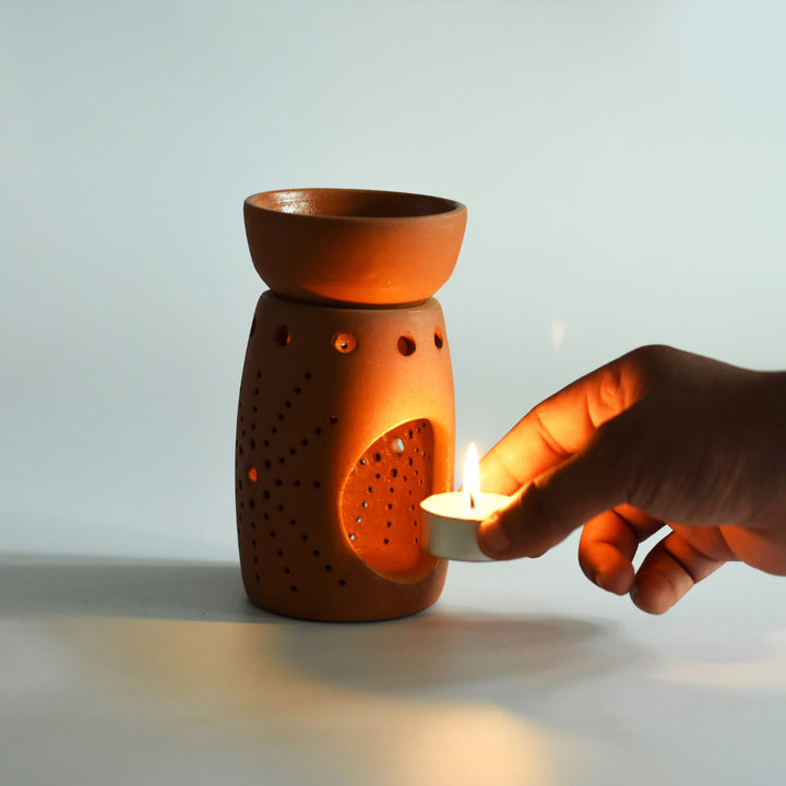 Terracotta Tealight Candle Holder With Aroma Diffuser | Aromatherapy