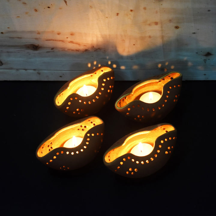 Chirag Terracotta Candle Holder Pot | Hand-Crafted | Gift Set of 4