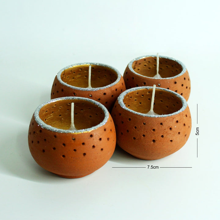 Perforated Dome Tealight Candle Holder | Terracotta | Pack Of 4