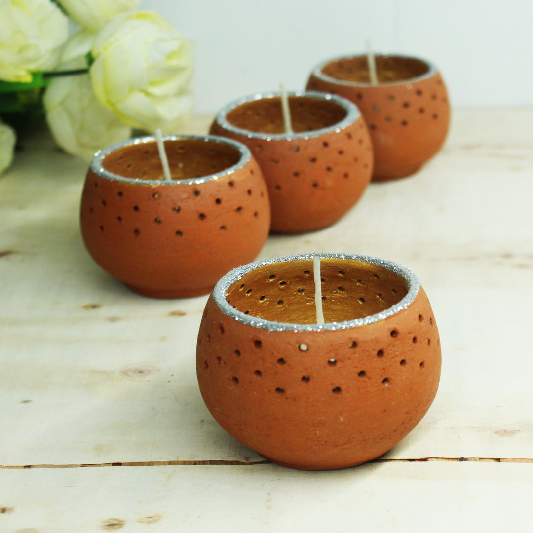 Perforated Dome Tealight Candle Holder | Terracotta | Pack Of 4