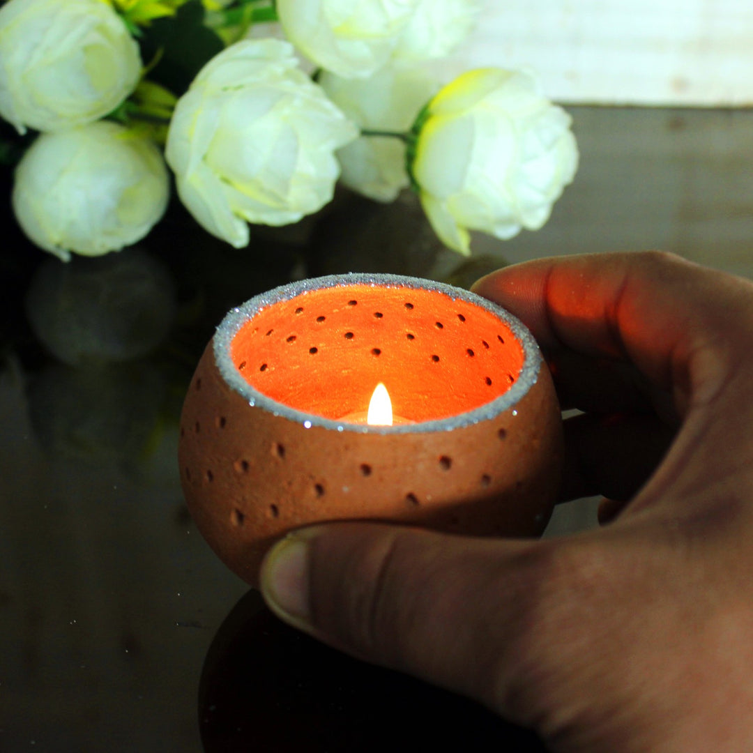 Perforated Dome Tealight Candle Holder | Terracotta | Pack Of 4