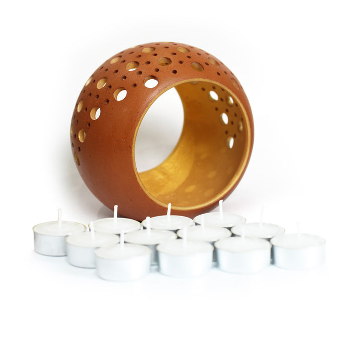 Decorative Ring Tealight Candle Holder | Terracotta | Festive | Large