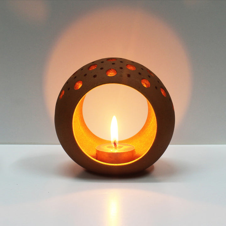 Decorative Ring Tealight Candle Holder | Terracotta | Festive | Large