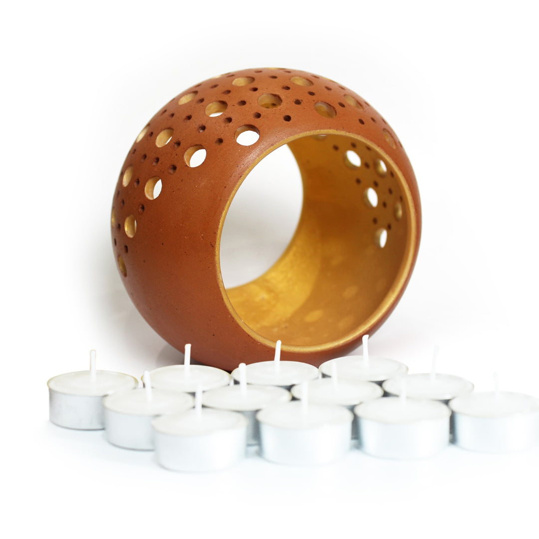 Decorative Ring Tealight Candle Holder | Terracotta | Festive | Small