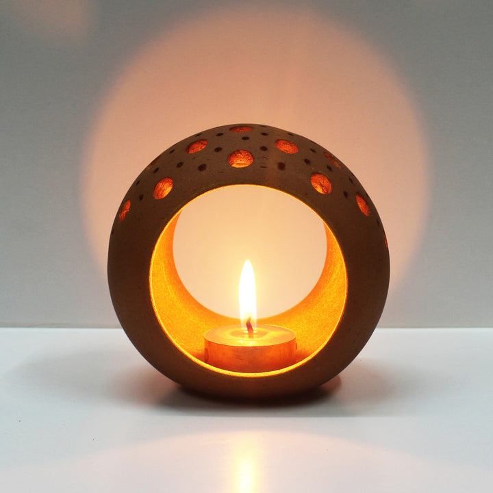 Decorative Ring Tealight Candle Holder | Terracotta | Festive | Small