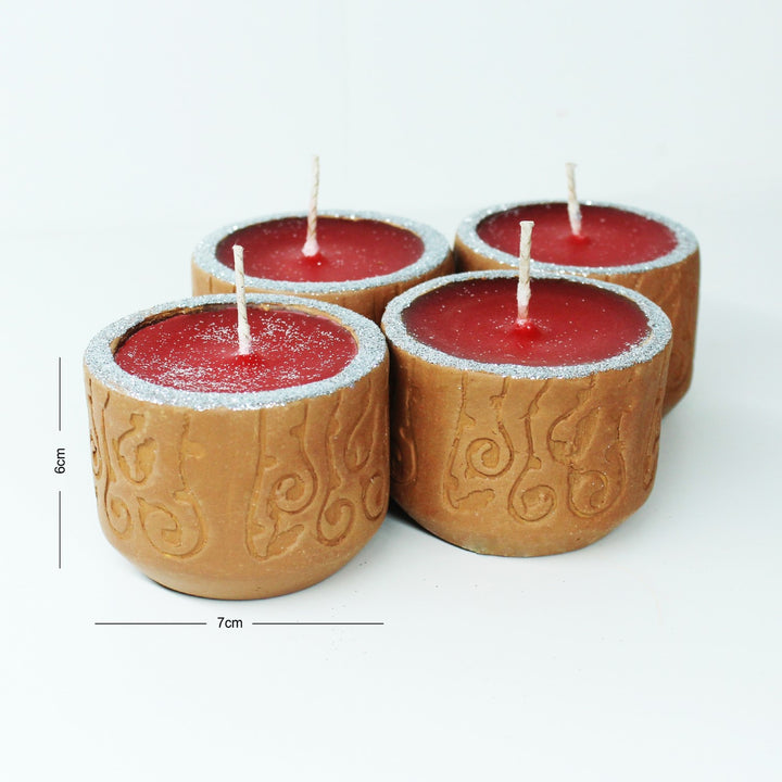  Cylinder Designer Perfumed Candles | Terracotta | Set Of 4