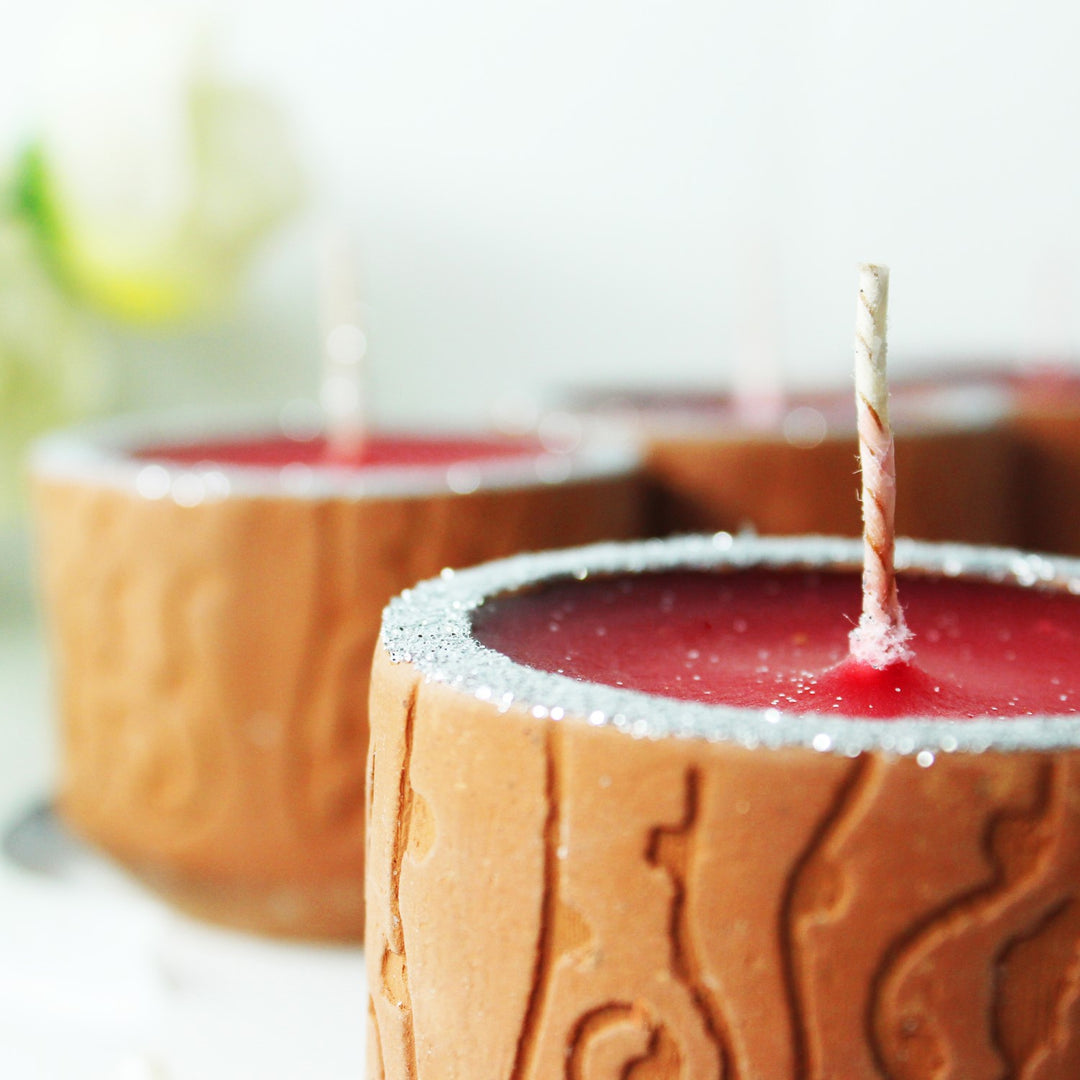  Cylinder Designer Perfumed Candles | Terracotta | Set Of 4