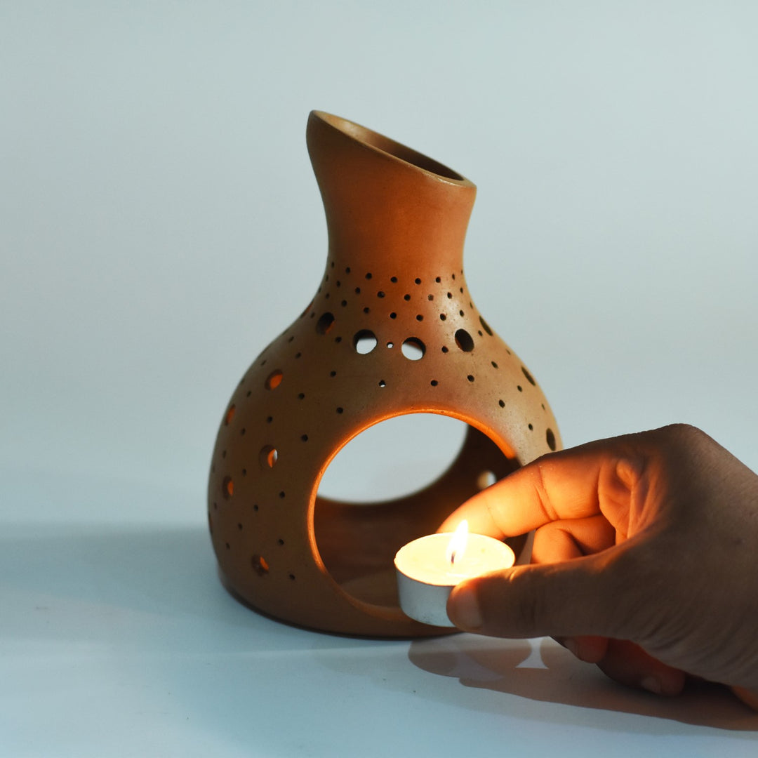 Terracotta Coco Candle Stand/Holder | Hand-Crafted | Clay Craft