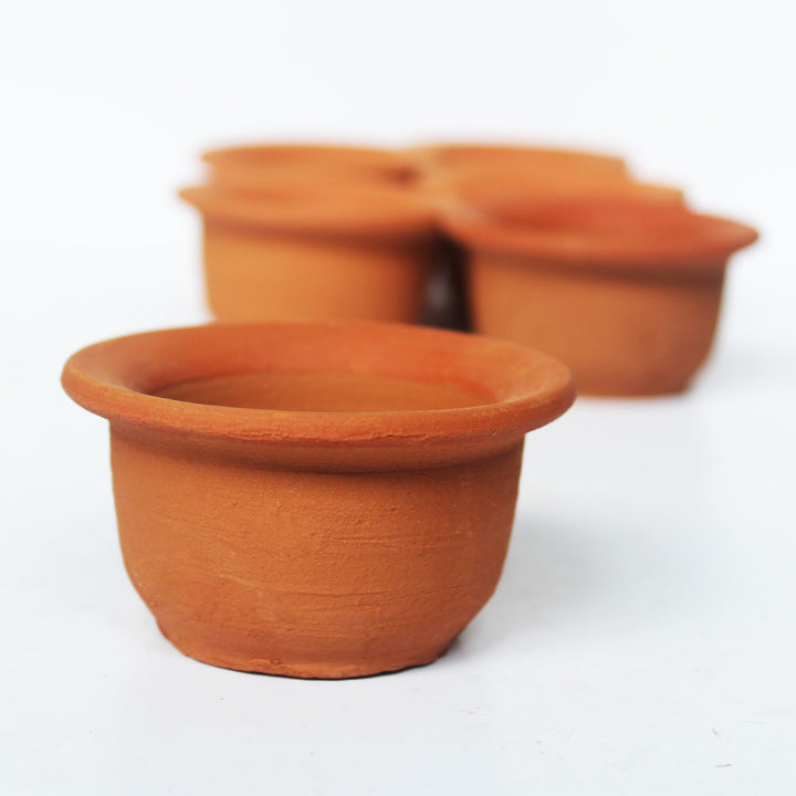 Hat Shape Terracotta Pot With Scented Candles | Hand-Crafted | Pack Of 6