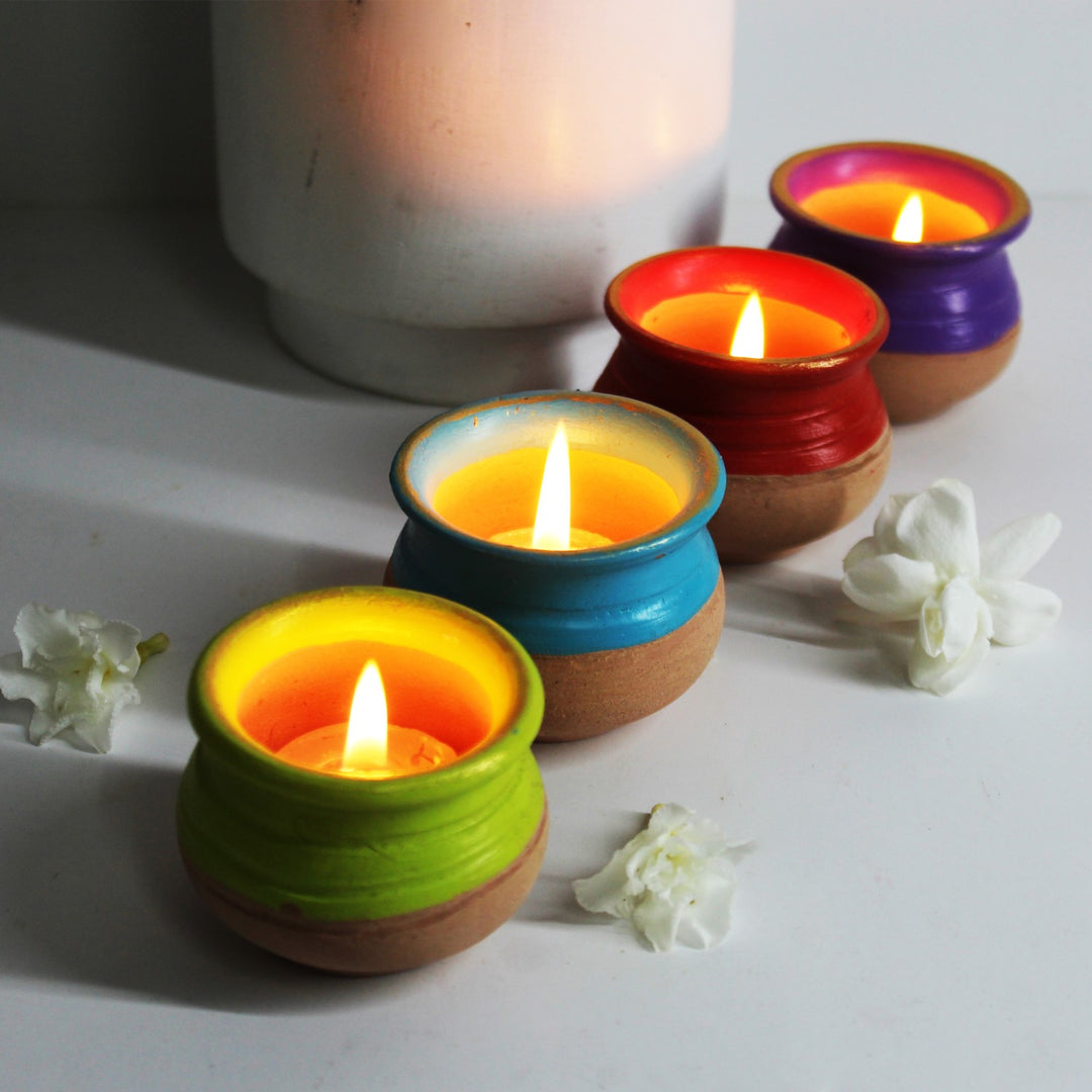 Handi Tealight Candle Holder | Terracotta | Hand-Crafted | Set Of 4