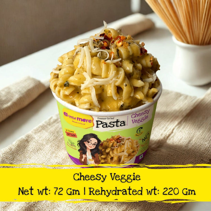 Cheesy Veggie Instant Pasta | Freeze Dried- Ready To Eat Food | Travel Friendly | 220 GM