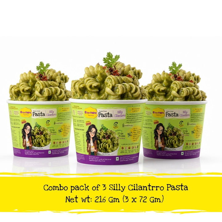 Ready to Eat Pasta | Freeze Dried | Silly Cilantrro Pack of 3 | 8 Mins Ready | Travel Friendly | Quick Serve