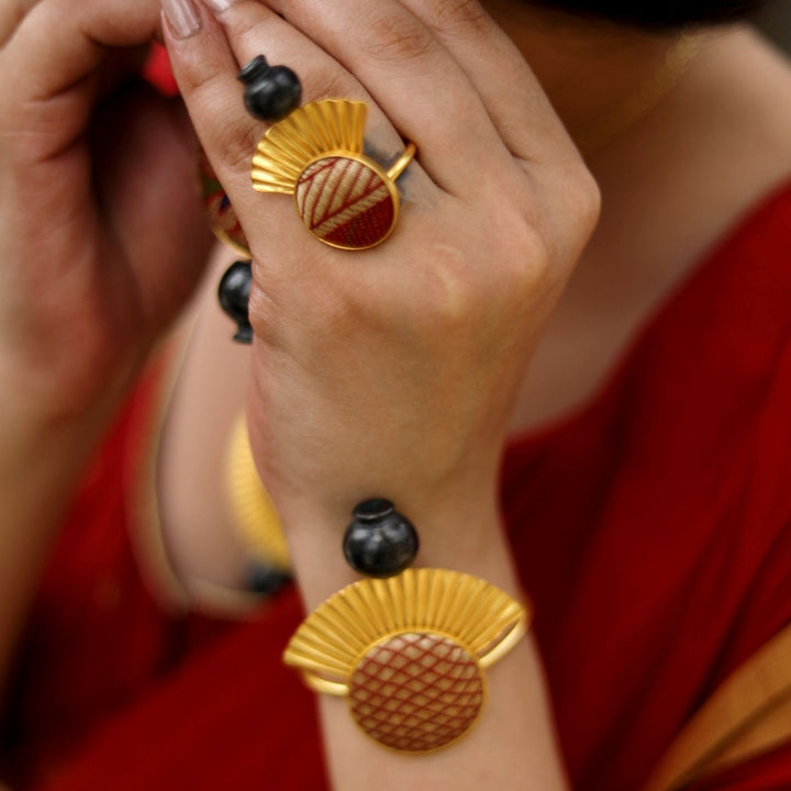 Classic Black Pottery Bracelet | 22 Kt Gold Plated Brass | Mindful & Slow Fashion