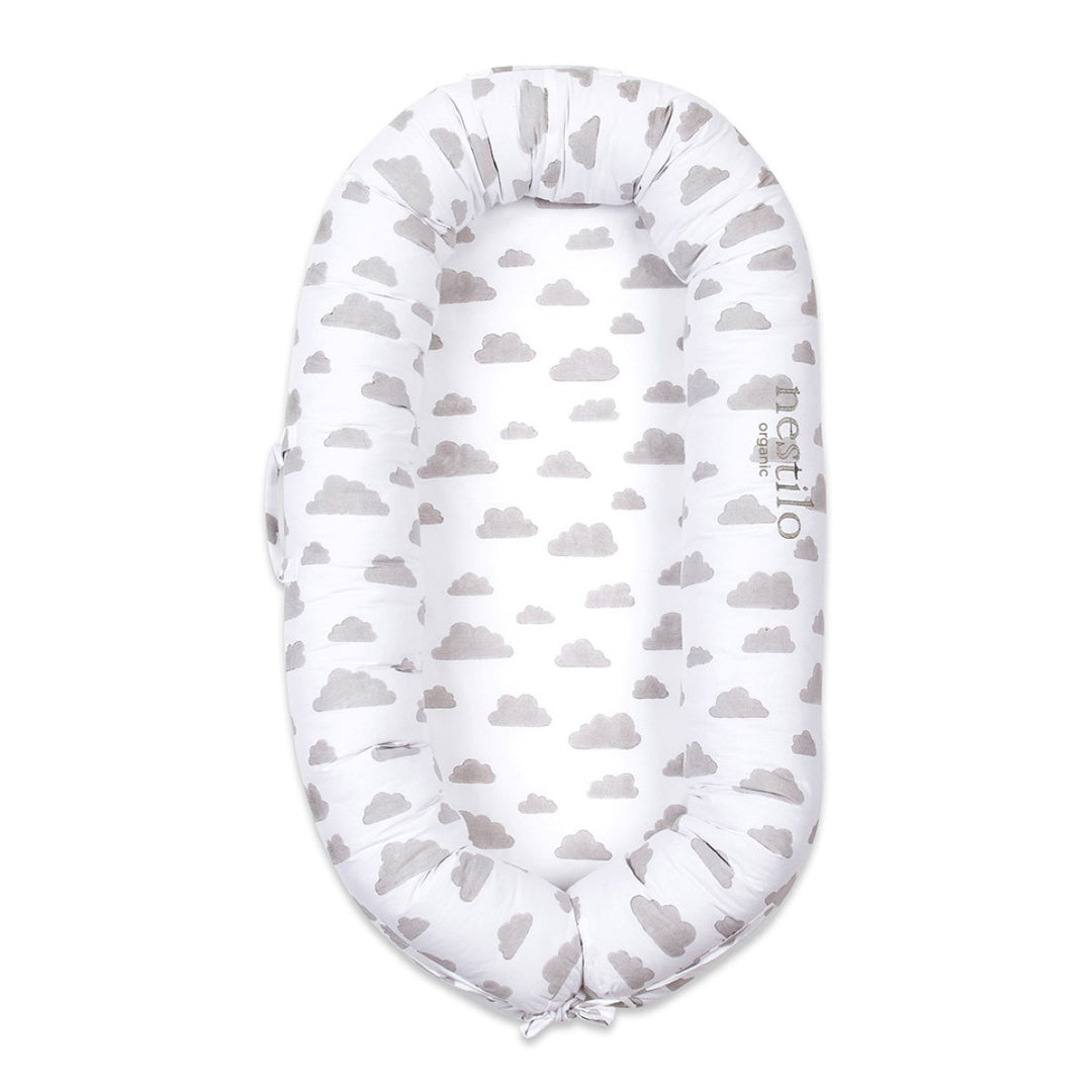 Cloud Print Soft Mattress For Babies  | Nursery Essential | Light Grey