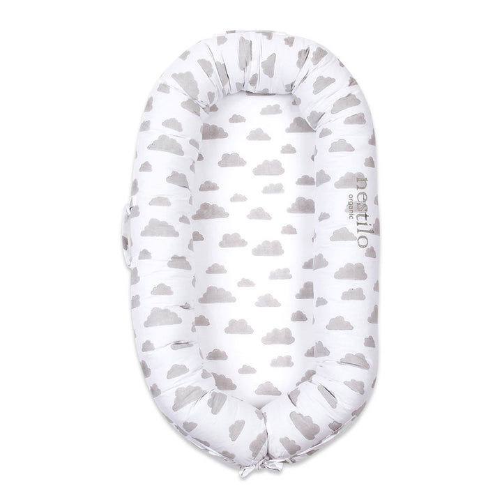 Cloud Print Soft Mattress For Babies  | Nursery Essential | Light Grey