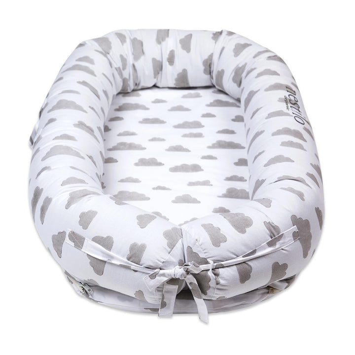 Cloud Print Soft Mattress For Babies  | Nursery Essential | Light Grey