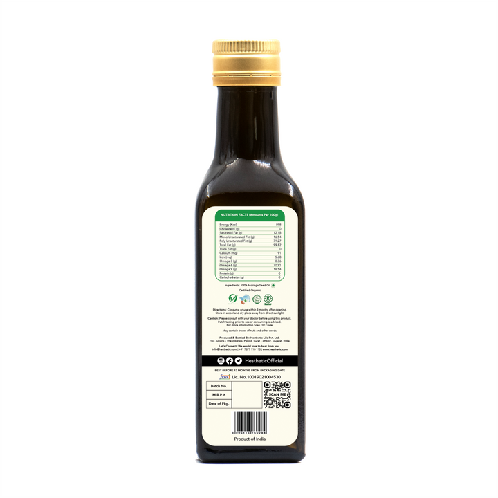 Cold Pressed Moringa Seed Oil | Healthful | Skin Nourish | Pure | Pet Bottle of 100 ML