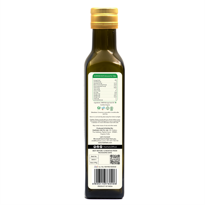 Cold Pressed Moringa Seed Oil | Healthful | Skin Nourish | Hair Care | Pure | Pet Bottle of 250 ML