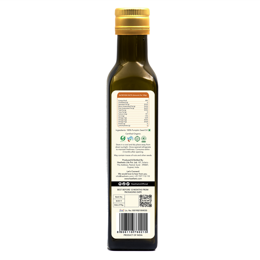 Pumpkin Seed Oil | Natural | Health Giving | Organic Virgin Cold Press | Pet Bottle of 250 ML