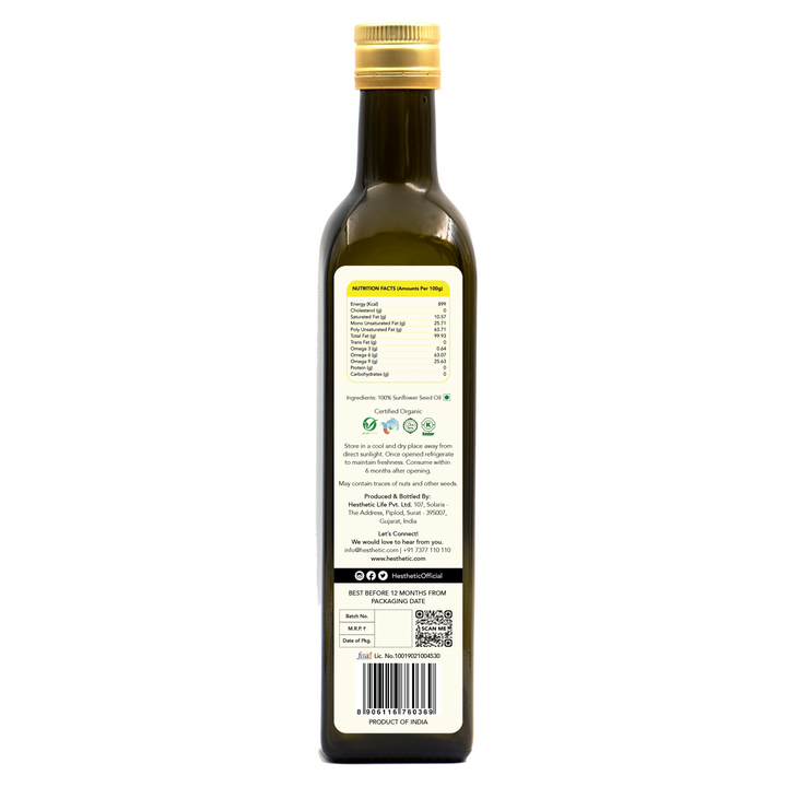 Sunflower Seed Oil | Cold Press | Natural | Health Giving | Organic | Pure | Pet Bottle of 500 ML