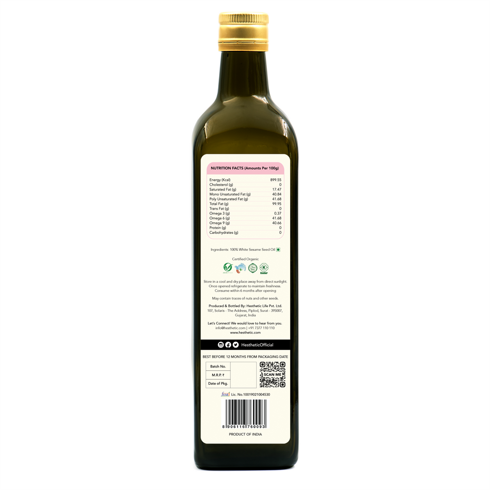 White Sesame Seed Oil | Organic | Pure | Cold Pressed | Health Giving | Pet Bottle of 750 ML