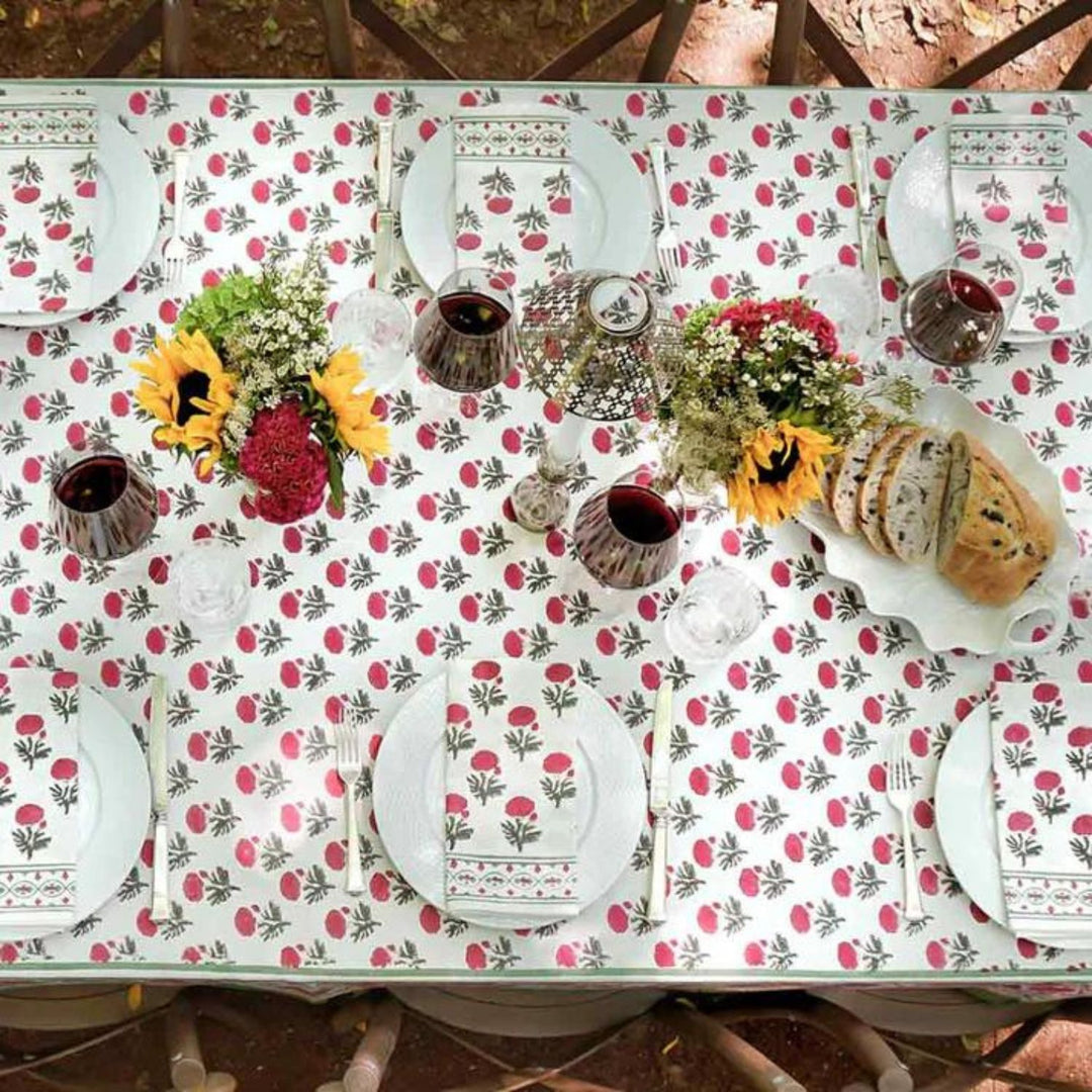 Cotton Table Cloth | Elegant Decor For Dining | Red White Grey | 4, 6, 8 Seater