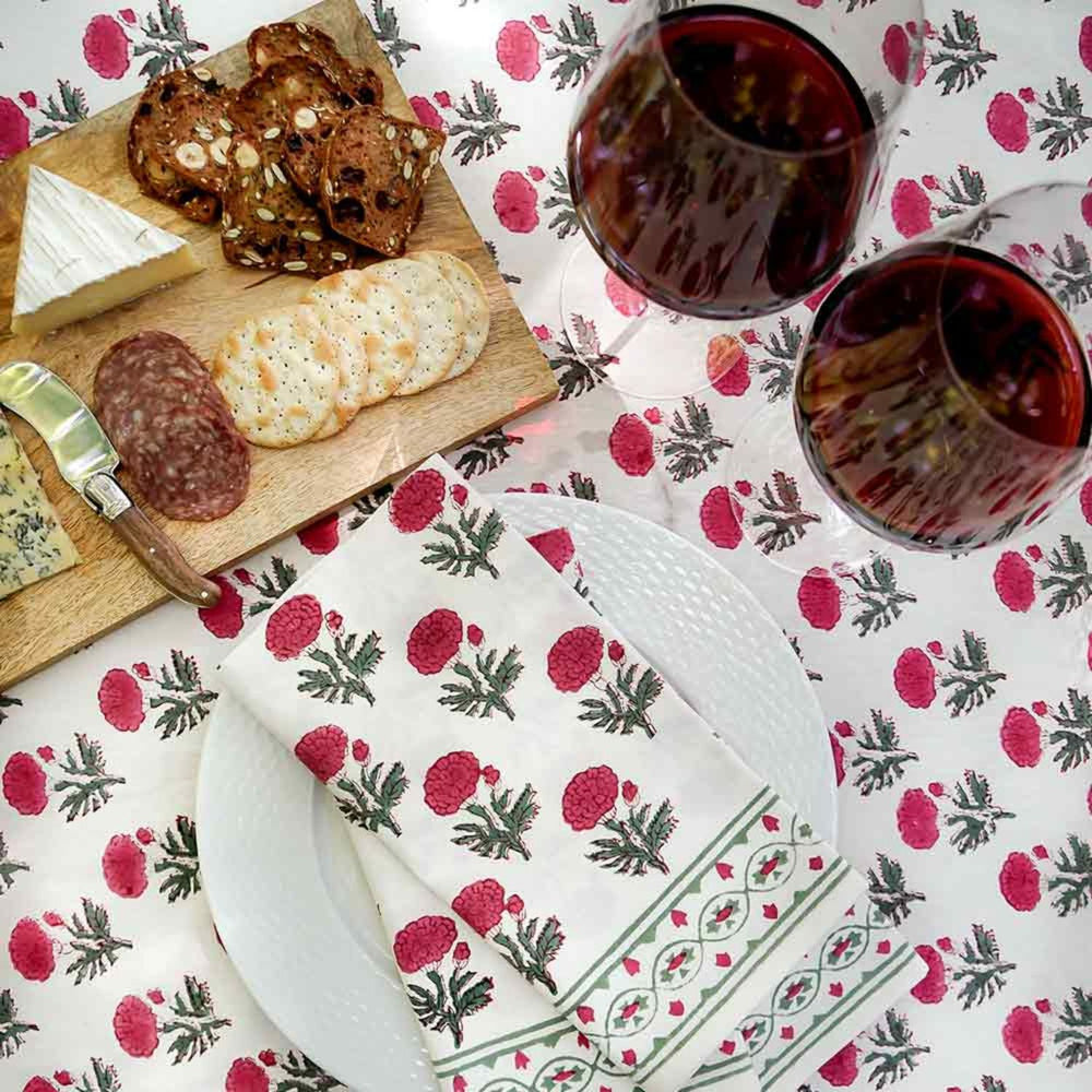 Cotton Table Cloth | Elegant Decor For Dining | Red White Grey | 4, 6, 8 Seater