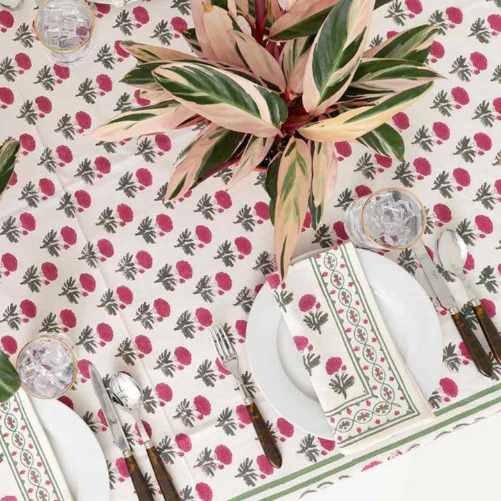 Cotton Table Cloth | Elegant Decor For Dining | Red White Grey | 4, 6, 8 Seater