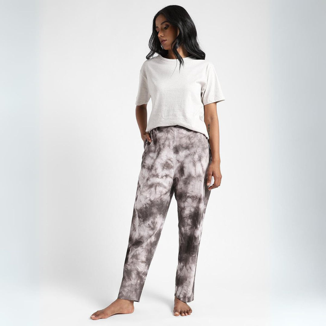 Cotton Tie & Dye Slim Fit Pants | Women's Stylish Summer Clothing | Black
