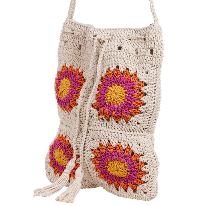 Floral Hand Bag | Hand-Crafted & Crochet | Cotton | Off White