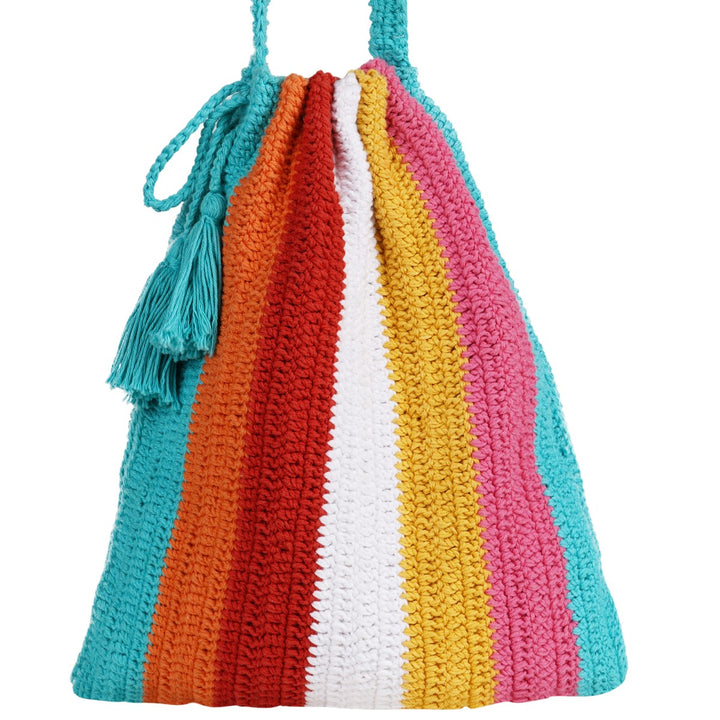 Rainbow Tote Bag | Hand-Crafted & Crochet | Cotton | Multi-Colour