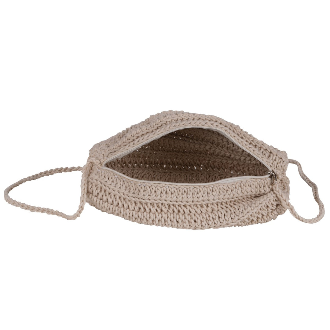 Duffel Mini Sling Bag | Hand-Crochet | Cotton Yarn | Off White