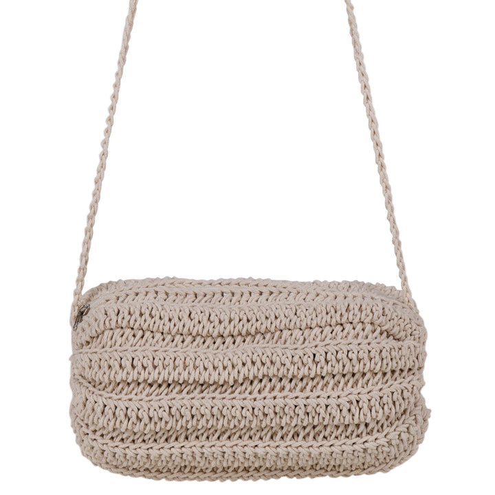 Duffel Mini Sling Bag | Hand-Crochet | Cotton Yarn | Off White