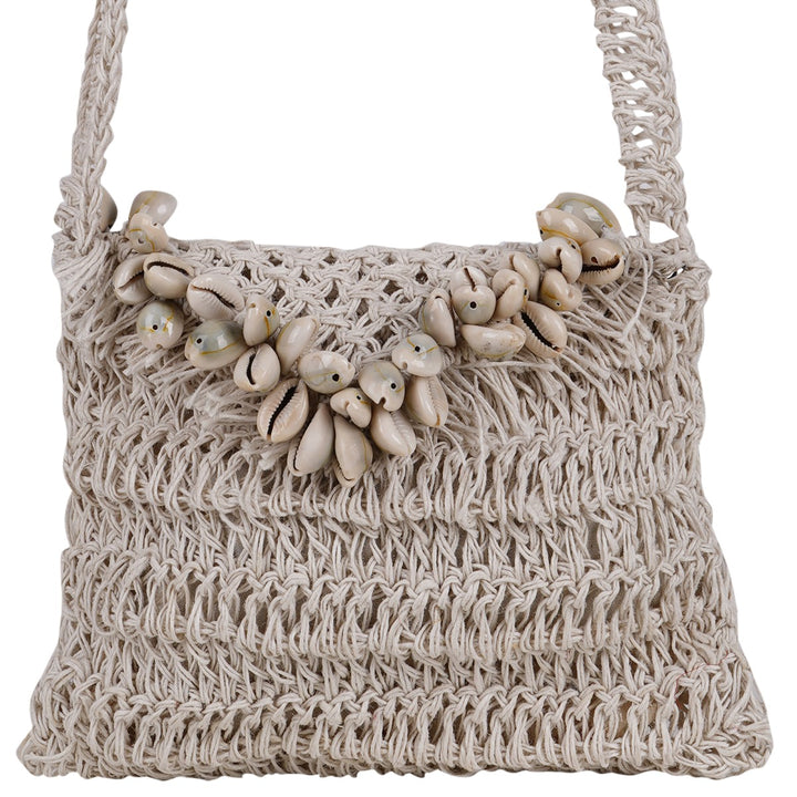 Shell Mini Sling Bag | Hand-Crochet |  Off-White