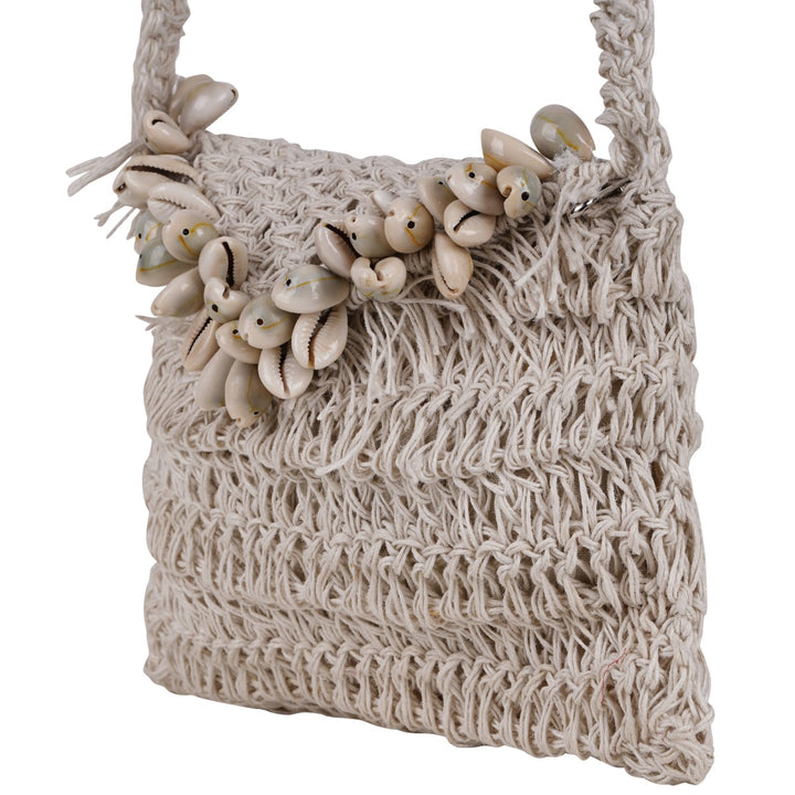 Shell Mini Sling Bag | Hand-Crochet |  Off-White