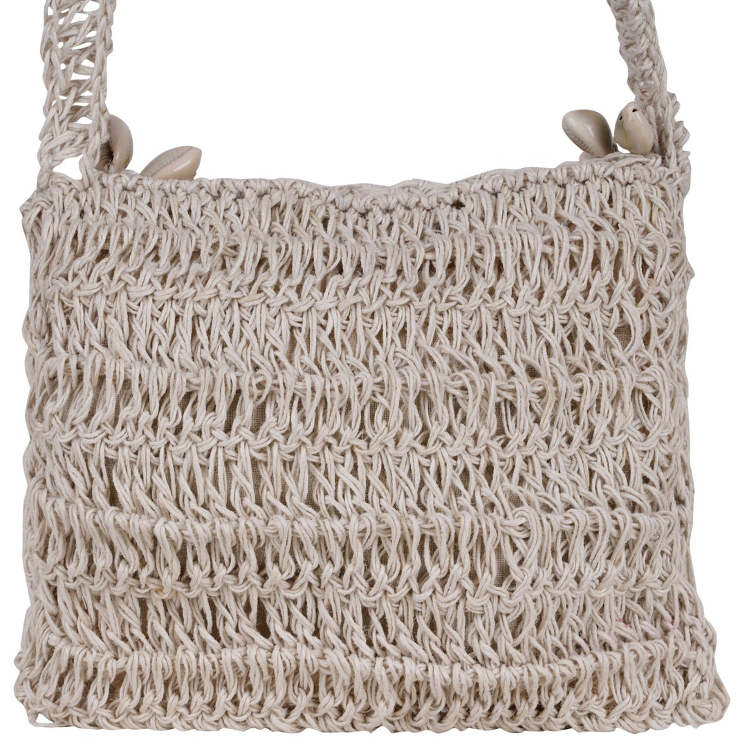 Shell Mini Sling Bag | Hand-Crochet |  Off-White