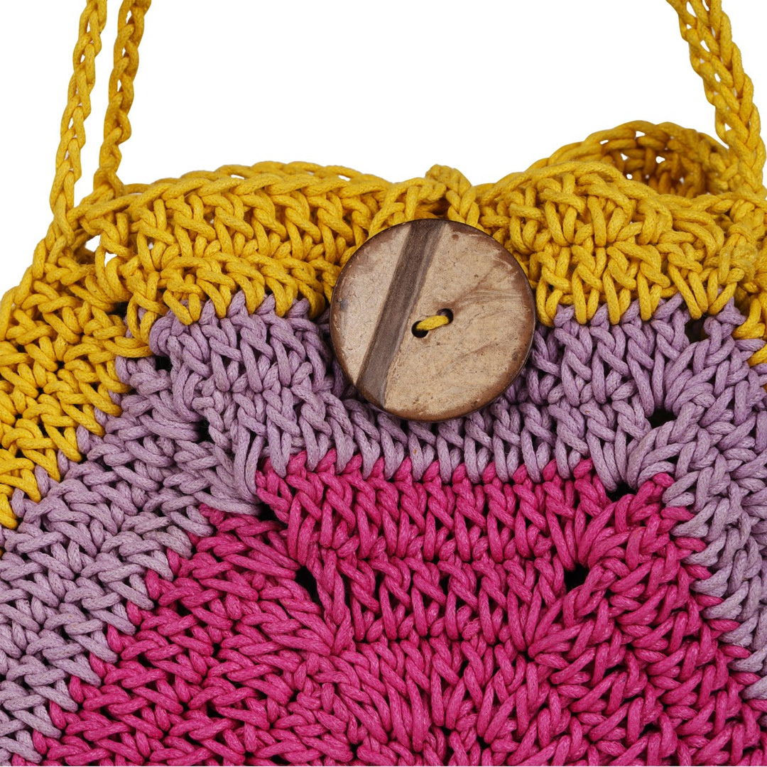 The Pentagon Mini Sling Bag | Hand-Crochet | Cotton Yarn | Multi-Colour