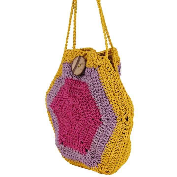 The Pentagon Mini Sling Bag | Hand-Crochet | Cotton Yarn | Multi-Colour