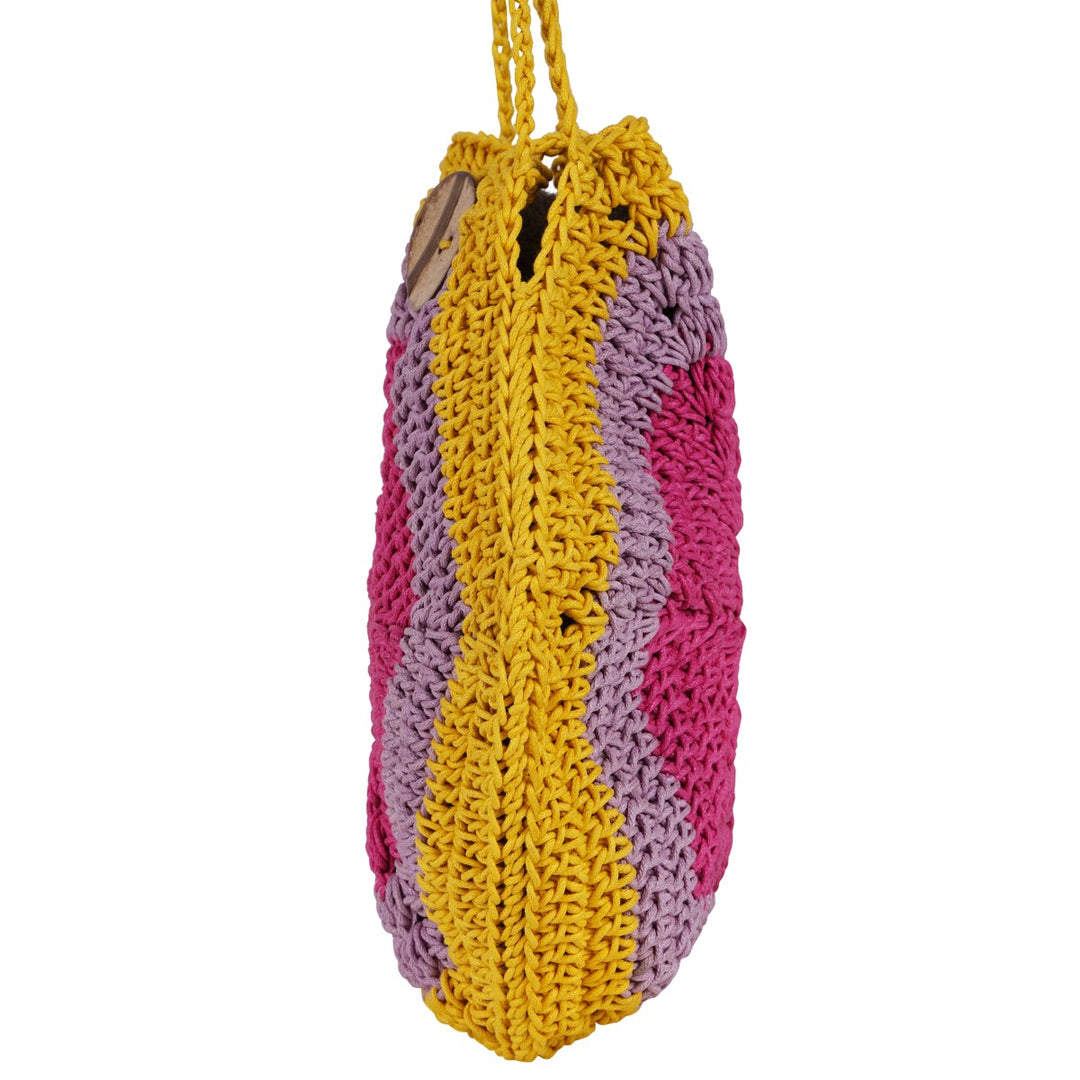 The Pentagon Mini Sling Bag | Hand-Crochet | Cotton Yarn | Multi-Colour