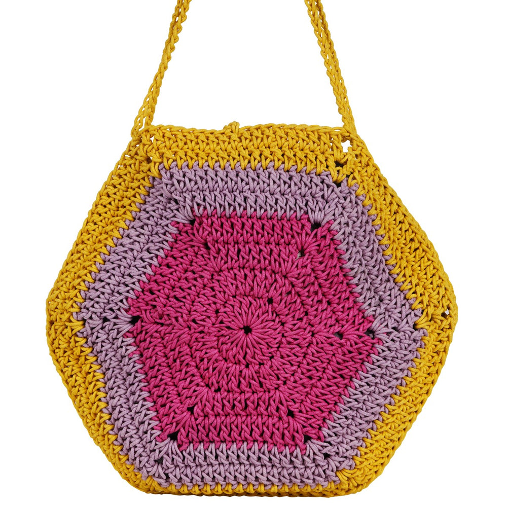 The Pentagon Mini Sling Bag | Hand-Crochet | Cotton Yarn | Multi-Colour