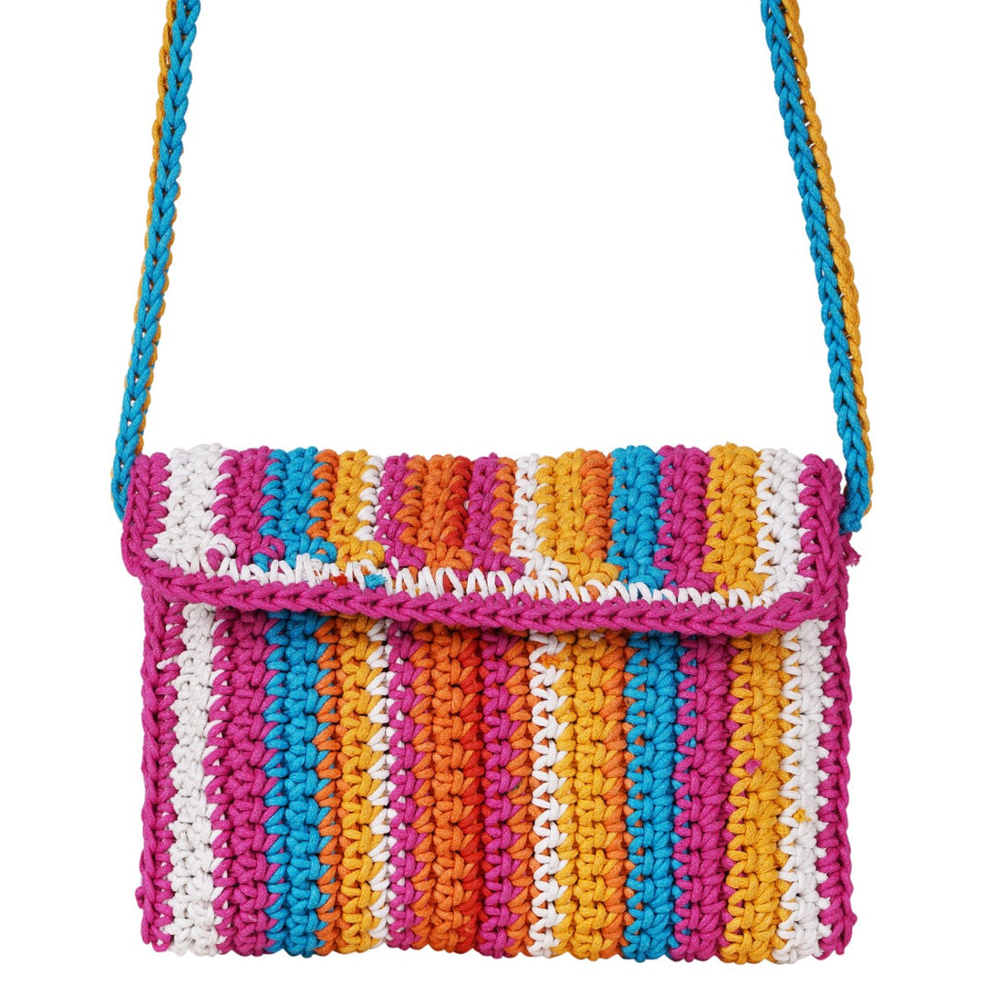 Children’s Mini Sling Bag | Hand-Crafted & Crochet | Cotton Yarn | Multi-Colour